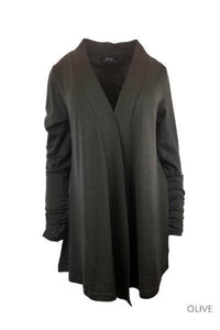 EBONY_WOMENS 100% MERINO WOOL (210) LONG SLEEVE CHIC DRAPE CARDIGAN _ _ Ebony Boutique NZ