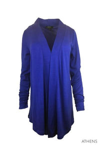 EBONY_WOMENS 100% MERINO WOOL (210) LONG SLEEVE CHIC DRAPE CARDIGAN _ _ Ebony Boutique NZ