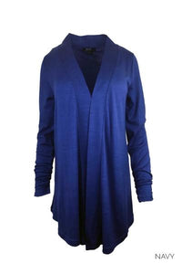 EBONY_WOMENS 100% MERINO WOOL (210) LONG SLEEVE CHIC DRAPE CARDIGAN _ _ Ebony Boutique NZ