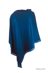 EBONY_WOMENS 100% MERINO WOOL EASY STYLE LAYER PONCHO WITH CHIFFON _ _ Ebony Boutique NZ