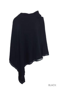 EBONY_WOMENS 100% MERINO WOOL EASY STYLE LAYER PONCHO WITH CHIFFON _ _ Ebony Boutique NZ