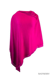 EBONY_WOMENS 100% MERINO WOOL EASY STYLE LAYER PONCHO WITH CHIFFON _ _ Ebony Boutique NZ