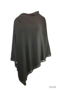 EBONY_WOMENS 100% MERINO WOOL EASY STYLE LAYER PONCHO WITH CHIFFON _ _ Ebony Boutique NZ