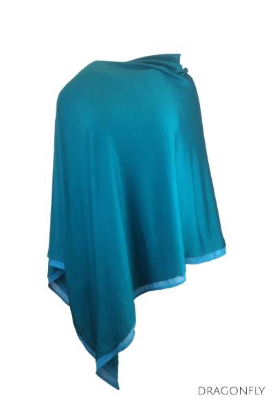 EBONY_WOMENS 100% MERINO WOOL EASY STYLE LAYER PONCHO WITH CHIFFON _ _ Ebony Boutique NZ