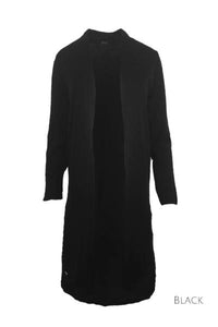 EBONY_MERINO LONGLINE CARDIGAN WITH SPLIT HEM LONG SLEEVES BLACK _ _ Ebony Boutique NZ