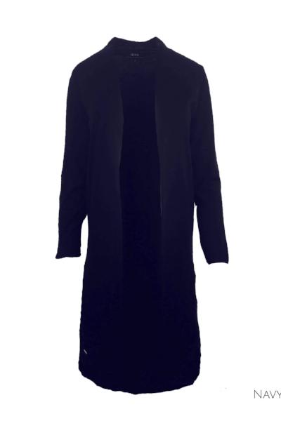 EBONY_MERINO LONGLINE CARDIGAN WITH SPLIT HEM LONG SLEEVES NAVY _ _ Ebony Boutique NZ