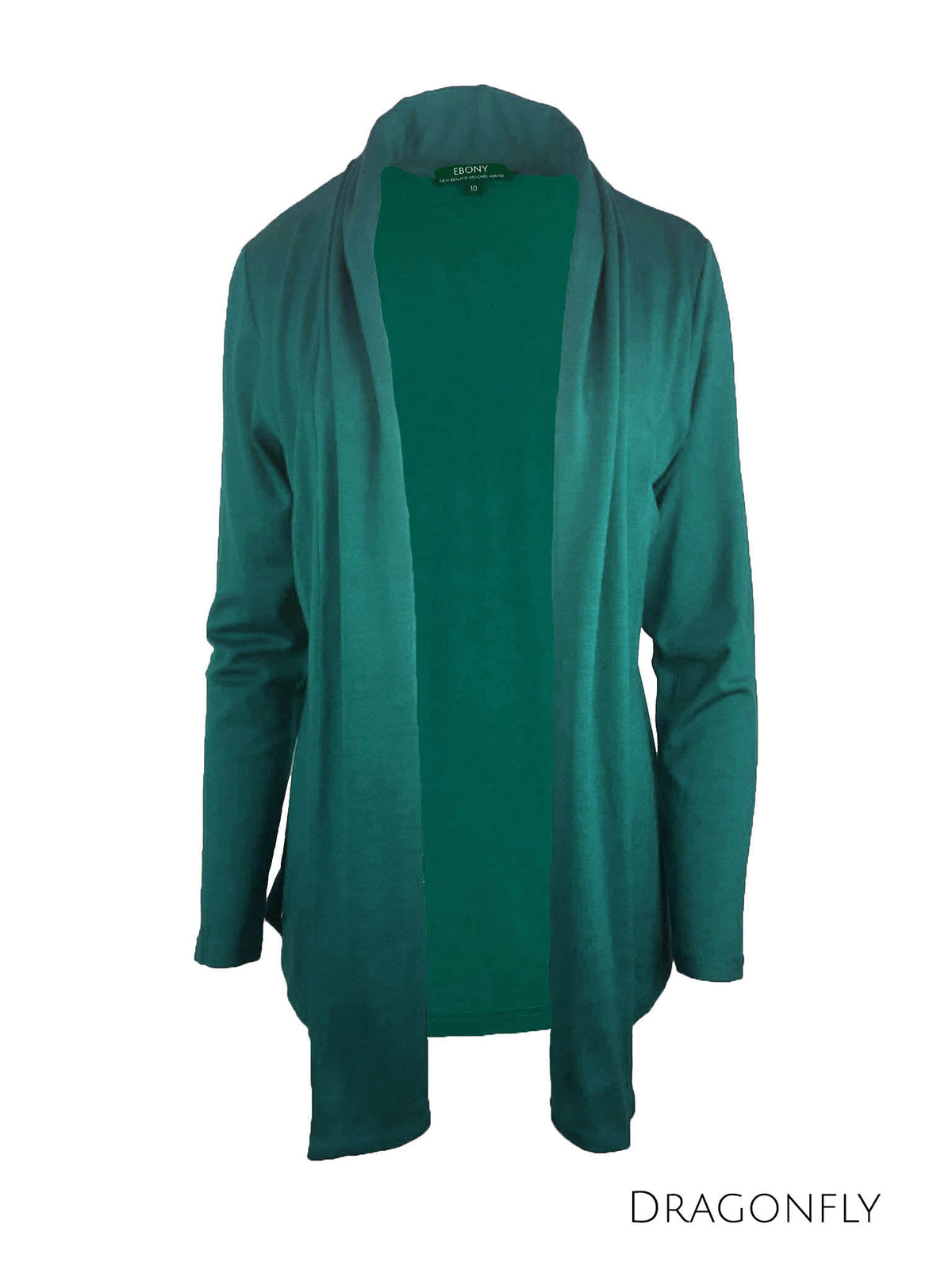 EBONY_MERINO SHAWL COLLAR CARDIGAN WOMEN'S 100% MERINO WOOL (210) LONG SLEEVE DRAGONFL _ _ Ebony Boutique NZ