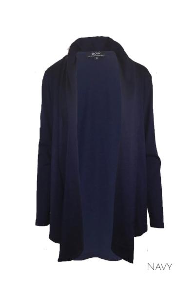 EBONY_MERINO SHAWL COLLAR CARDIGAN WOMENS LONG SLEEVES NAVY _ _ Ebony Boutique NZ