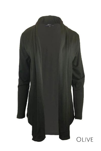 EBONY_MERINO SHAWL COLLAR CARDIGAN WOMENS LONG SLEEVES OLIVE _ _ Ebony Boutique NZ