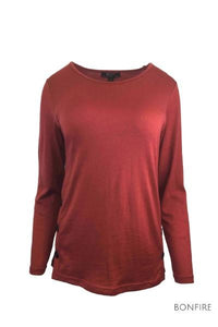 EBONY_WOMENS 100% MERINO WOOL (210) LONG SLEEVE SIDE BUTTON TOP _ _ Ebony Boutique NZ