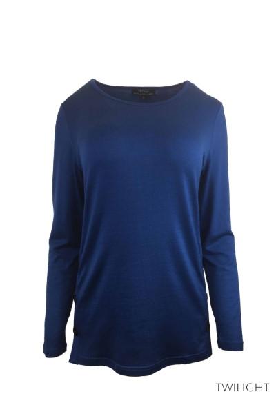EBONY_WOMENS 100% MERINO WOOL (210) LONG SLEEVE SIDE BUTTON TOP _ _ Ebony Boutique NZ