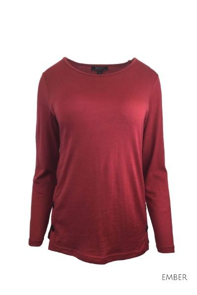 EBONY_WOMENS 100% MERINO WOOL (210) LONG SLEEVE SIDE BUTTON TOP _ _ Ebony Boutique NZ