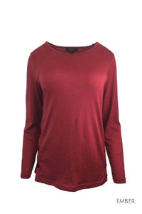 EBONY_WOMENS 100% MERINO WOOL (210) LONG SLEEVE SIDE BUTTON TOP _ _ Ebony Boutique NZ
