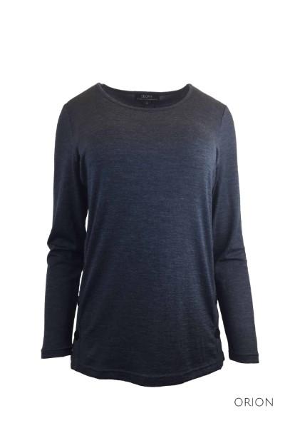 EBONY_WOMENS 100% MERINO WOOL (210) LONG SLEEVE SIDE BUTTON TOP _ _ Ebony Boutique NZ
