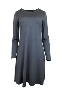 EBONY_MERINO SWING DRESS LONG SLEEVES INDI BLUE _ _ Ebony Boutique NZ