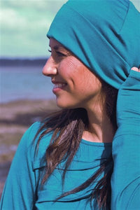 EBONY_MERINO TUCK PLEAT TOP WOMENS LONG SLEEVES ROUND NECK DRAGONFLY _ _ Ebony Boutique NZ