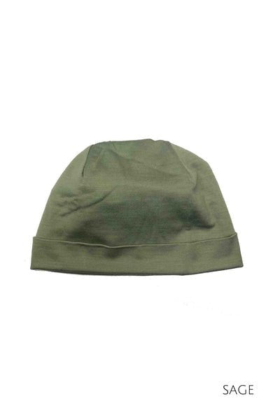 EBONY_100% MERINO BEANIE UNISEX CUFFED/SLOUCH SAGE _ _ Ebony Boutique NZ