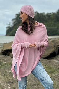 EBONY_MERINO WOOL FINGERLESS GLOVES WOMENS BLUSH _ _ Ebony Boutique NZ