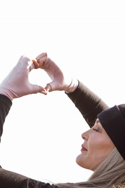 EBONY_MERINO WOOL FINGERLESS GLOVES WOMENS BLUSH _ _ Ebony Boutique NZ