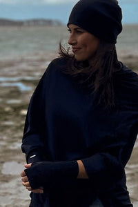 EBONY_MERINO WOOL FINGERLESS GLOVES WOMENS FRENCH NAVY _ _ Ebony Boutique NZ