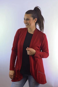 EBONY_MERINO ZIP POCKET CARDIGAN LONG SLEEVES WOMENS EMBER _ _ Ebony Boutique NZ
