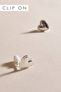 ADORNE_MINI HEART CLIP ON EARRINGS SILVER _ _ Ebony Boutique NZ