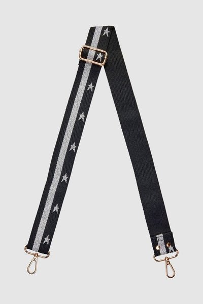 LOUENHIDE_MUNROE GUITAR STRAP STAR BLACK SILVER _ _ Ebony Boutique NZ