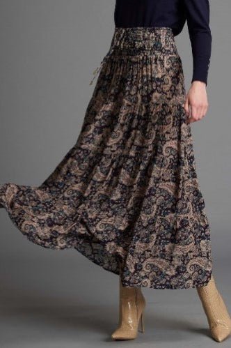 FATE + BECKER_NIGHTFEVER ELASTIC WAIST TIERED BOHO MAXI SKIRT _ _ Ebony Boutique NZ