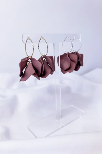 WILLOW COLLECTIVE_PEONY EARRINGS GOLD VINTAGE PLUM _ _ Ebony Boutique NZ
