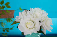 COTE NOIRE_PERFUMED NATURAL TOUCH WHITE ROSES HERRINGBONE JADE GLASS _ _ Ebony Boutique NZ