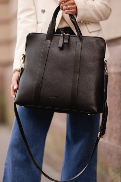 LOUENHIDE_RHODES BLACK GOLD HARDWARE LAPTOP BAG _ _ Ebony Boutique NZ