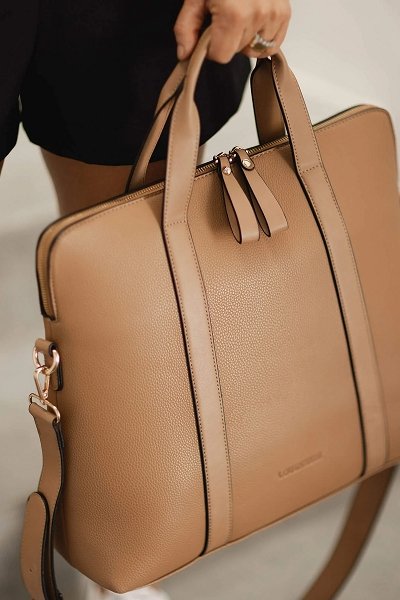 LOUENHIDE_RHODES LATTE LAPTOP BAG _ _ Ebony Boutique NZ