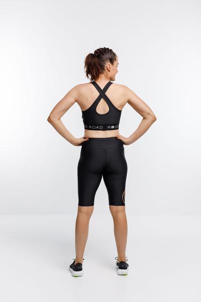 ROSE ROAD_SHORTIES BLACK WITH ROSE GOLD ROSE PRINT _ _ Ebony Boutique NZ