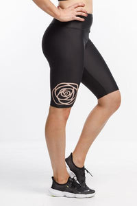 ROSE ROAD_SHORTIES BLACK WITH ROSE GOLD ROSE PRINT _ _ Ebony Boutique NZ