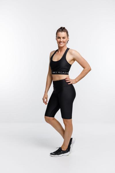 ROSE ROAD_SHORTIES BLACK WITH ROSE GOLD ROSE PRINT _ _ Ebony Boutique NZ