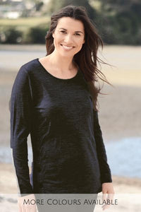 EBONY_WOMENS 100% MERINO WOOL (210) LONG SLEEVE SIDE BUTTON TOP _ _ Ebony Boutique NZ