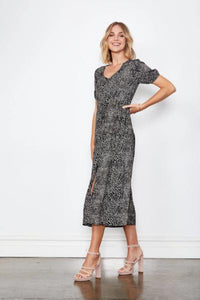 HOLMES AND FALLON_SPECKLE PRINT DRESS WITH DRAWSTRING WAIST _ _ Ebony Boutique NZ