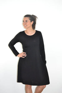EBONY_WOMENS 100% MERINO WOOL (210) LONG SLEEVE SWING DRESS _ _ Ebony Boutique NZ