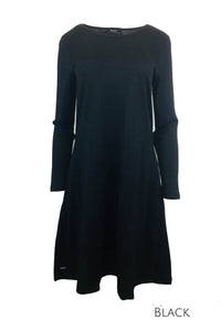 EBONY_WOMENS 100% MERINO WOOL (210) LONG SLEEVE SWING DRESS _ _ Ebony Boutique NZ