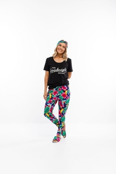 THE GOODNIGHT SOCIETY_TEE LOGO PRINT ON BLACK _ _ Ebony Boutique NZ