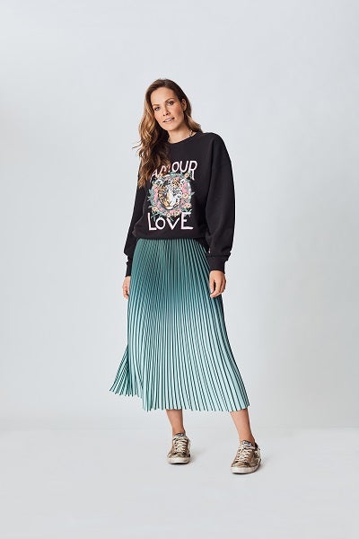 Green pleated skirt nz sale