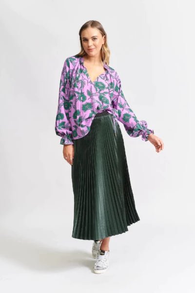 Green pleated skirt nz best sale