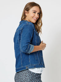 THREADZ_COLLARED DENIM JACKET DARK DENIM _ COLLARED DENIM JACKET DARK DENIM _ Ebony Boutique NZ