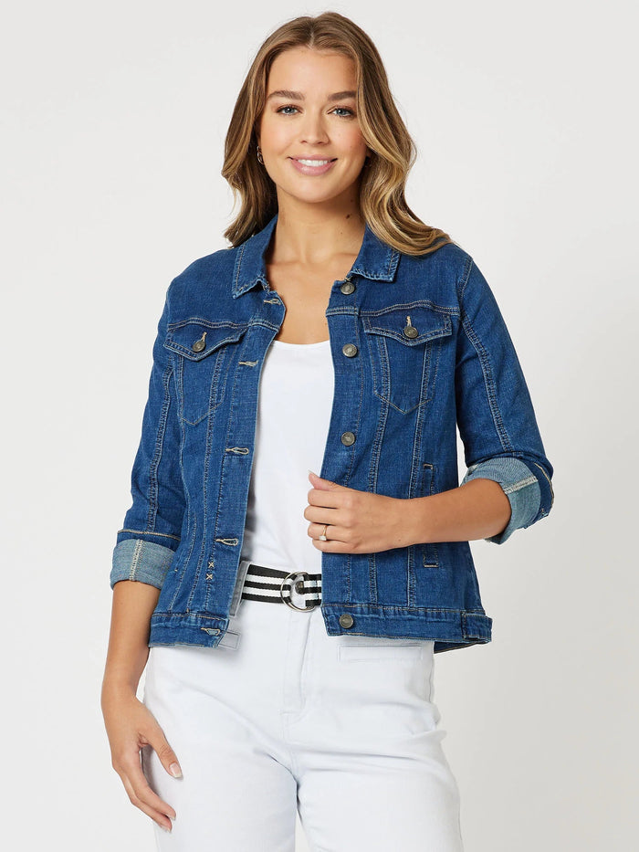 THREADZ_COLLARED DENIM JACKET DARK DENIM _ COLLARED DENIM JACKET DARK DENIM _ Ebony Boutique NZ
