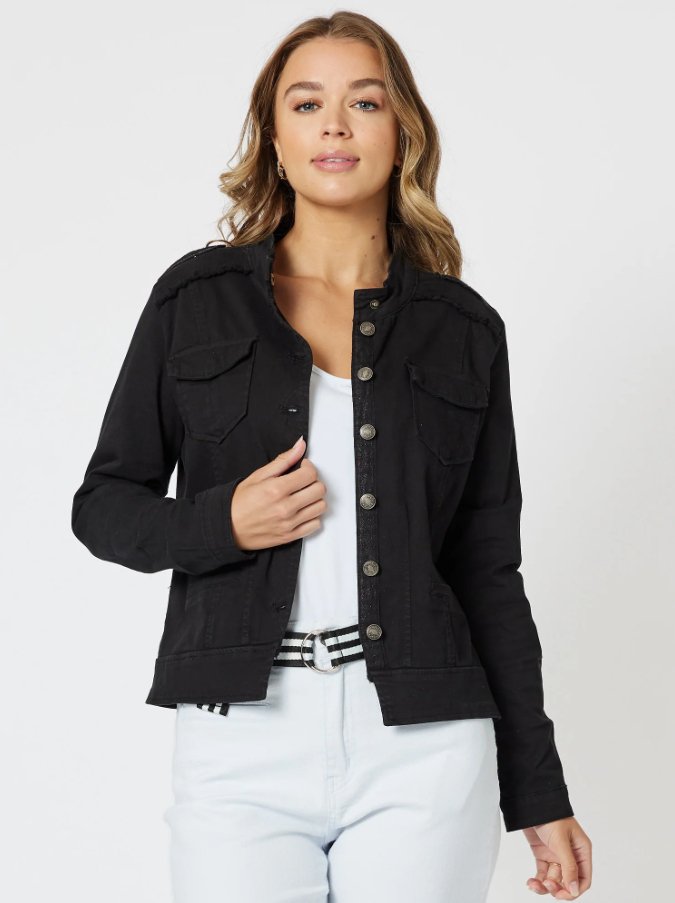 THREADZ_MILITARY DENIM JACKET _ MILITARY DENIM JACKET _ Ebony Boutique NZ