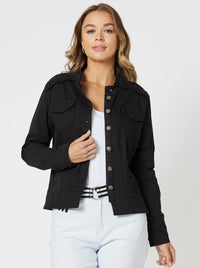 THREADZ_MILITARY DENIM JACKET _ MILITARY DENIM JACKET _ Ebony Boutique NZ