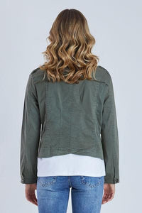 THREADZ_MILITARY DENIM JACKET KHAKI _ MILITARY DENIM JACKET KHAKI _ Ebony Boutique NZ