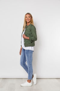 THREADZ_MILITARY DENIM JACKET KHAKI _ MILITARY DENIM JACKET KHAKI _ Ebony Boutique NZ