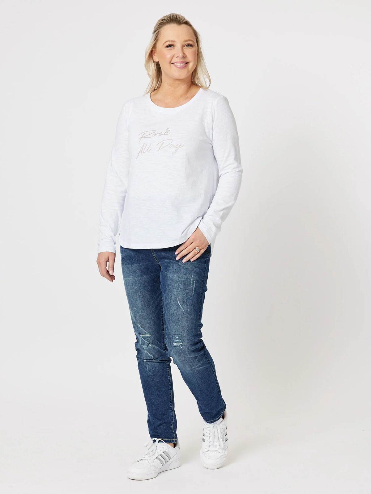 THREADZ_ROSE ALL DAY LONG SLEEVE T-SHIRT _ ROSE ALL DAY LONG SLEEVE T-SHIRT _ Ebony Boutique NZ