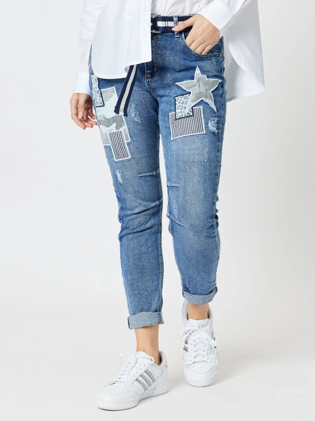 THREADZ_STELLA PATCH DENIM JEAN _ STELLA PATCH DENIM JEAN _ Ebony Boutique NZ